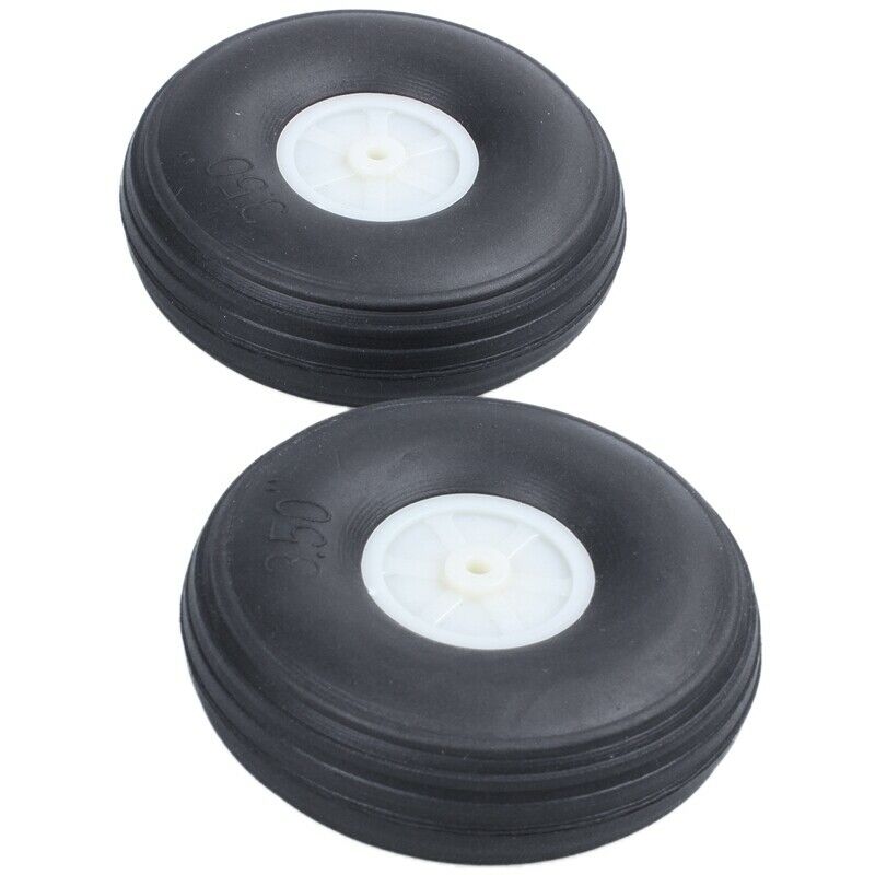 3.5 Inch RC Airplane Black PU Tire Wheel With Beige Plastic Hub Super Light H7J1