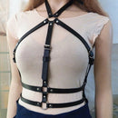Women's Leather Body Chest Harness Cage Bra Belt Gothic Collar Choker Costum3C