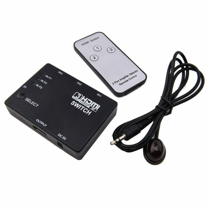 3 x 1 HDMI Switch 4k Splitter Switch Switcher Hub IR Remote 1080p For HD BCG