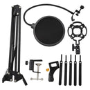 Microphone Arm Stand Adjustable Suspension Boom Scissor Mic Stand + Pop Filter +