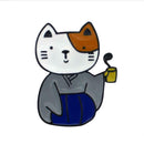 Japanese Kimono Cat Pins Brooch Fashion Badges Jacket Jewelry Gift (Blue) A