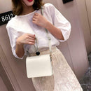 Fashion Women Shoulder Handbag PU Leather Solid Color Crossbody Bag (White)