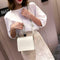 Fashion Women Shoulder Handbag PU Leather Solid Color Crossbody Bag (White)