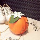 Fruit Orange Shaped Women Pu Leather Clutch Purse Cross Body Bag