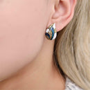 Women Geometric Water Drop Stud Earrings Chain Necklace Ring Jewelry Set