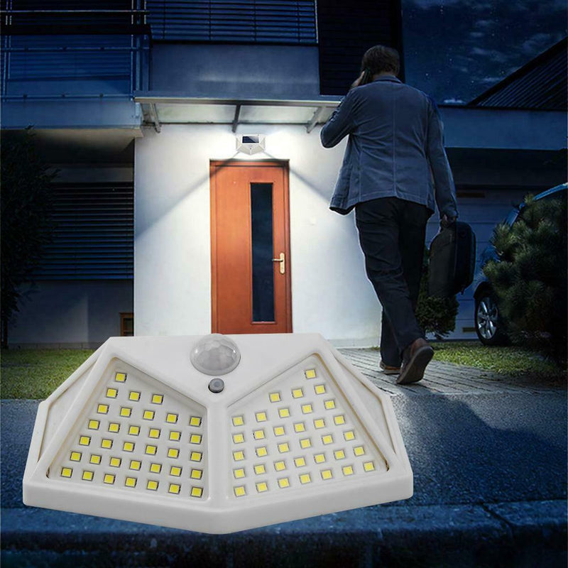 2pcs 100LED Four-sided Solar Motion Sensor Wall Light Outdoor Garden Lamp