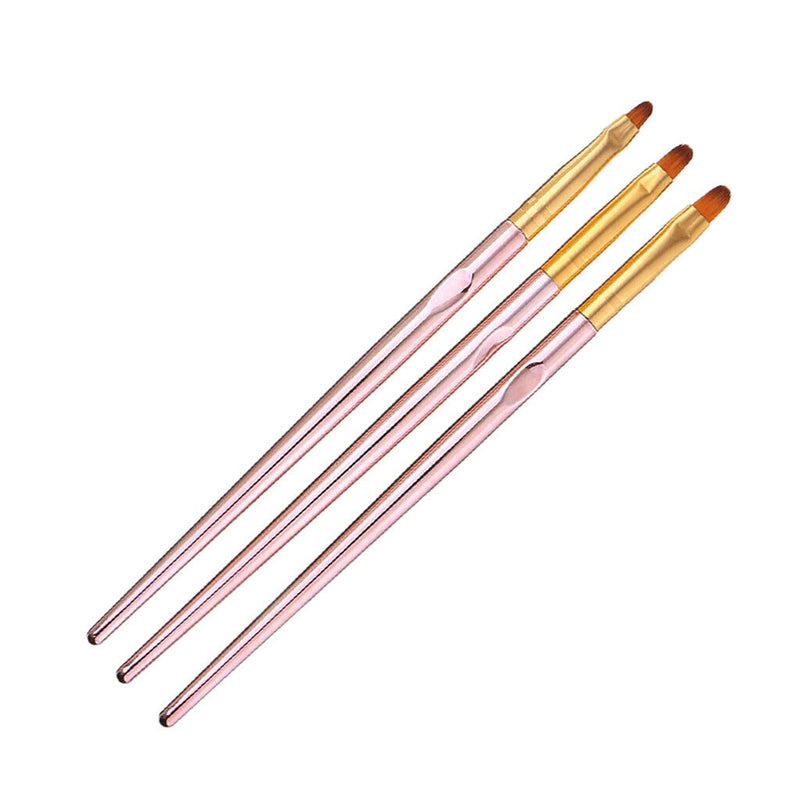 3-Packs Round UV Gel Brush Acrylic Nail Brushes Nail Art Tips Builder Nail