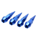 4pcs Aluminum Spike Shaped Car Bike Tire Valve Stem Dustproof Caps Covers Blue