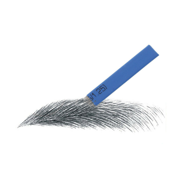50Pcs Blue Manual Embroidered Eyebrow Tattoo Makeup U Shape Blade 18 Needles New