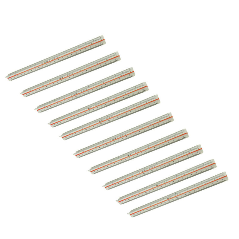 10 Pieces Triangular Metric Scale Ruler 1:20 1:75 1:25 1:100 1:50 1:125