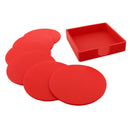 7pcs Silicone Simple Slice Coasters for Hot Beverages and Cold Drinks,Red