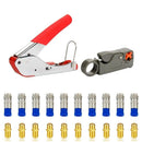 22 Pcs Coax Crimper Coaxial Compression Stripping Tool Set with 10Pcs F Com