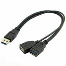 USB 3.0 Female to Dual USB Male Extra Power Data Y Extension Cable for 2.5