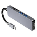 5 in 1 USB C Hub Triple-Display USB C Adapter with DUAL HDMI, VGA, Type C PD, 2