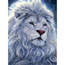 White Fur Male Lion Full Round Rhinestone Diamond Painting DIY Set 30x40cm