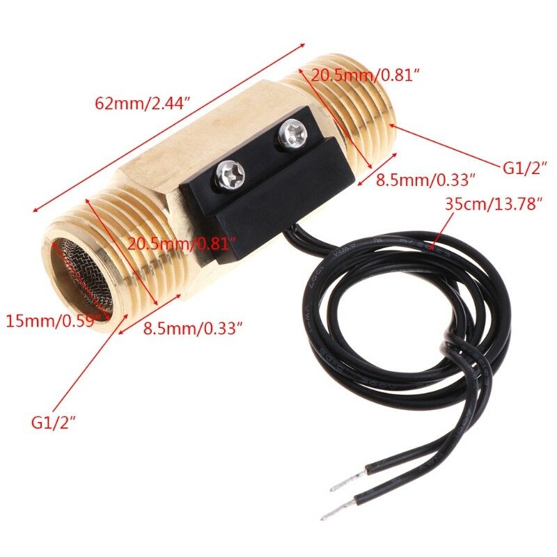 DC 250V G1/2" DN15 70W Water Flow Sensor Switch Meter Copper Liquid Flow Switch