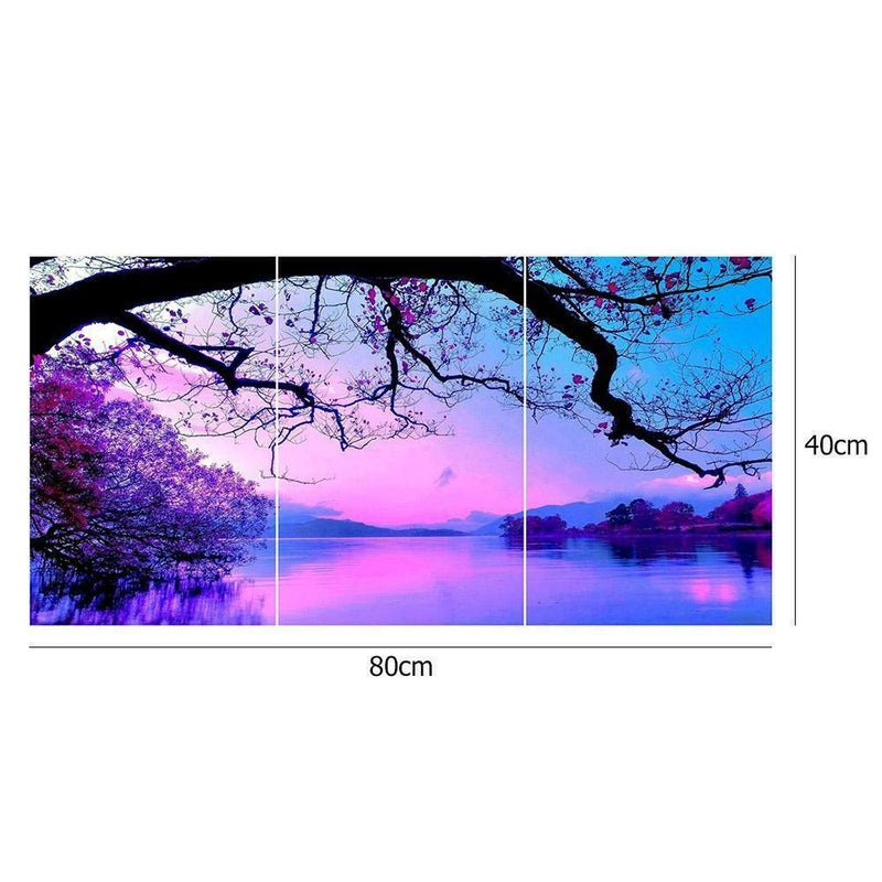 Purple Cloud 5D DIY Full Drill Diamond Painting 3-pictures Combination Kit