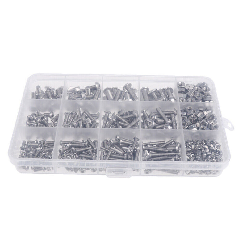 High Quality Stainless Steel Screws Nuts Assortment Set Kit /M3 M4 M5 Hex Socket