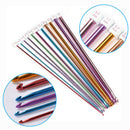 11pcs 10.6" Aluminum TUNISIAN AFGHAN Crochet Hook Knit Needles 2-8mm New