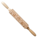 Christmas Snowflake Elk Wooden Rolling Pin Dough Engraved Roller DIY