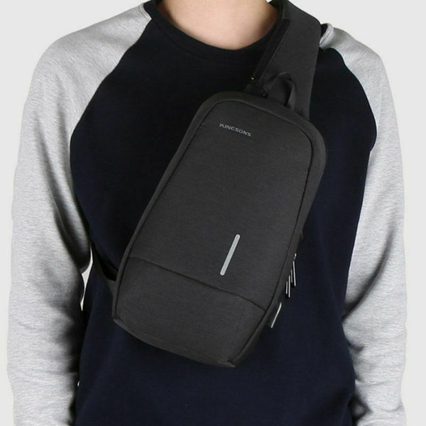 Kingsons USB Chest Bag Men Crossbody Bags Small Shoulder Bag For Male Bicyc Z2Y3