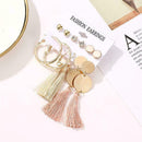 6Pairs Women Bohemia Style Earrings Set Tassel Crystal Ear Stud Dangle R1C0 A2B5