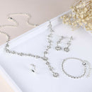 Fashion Women Rhinestone Crystal Earrings Necklace Bracelet Wedding Jewelry Set