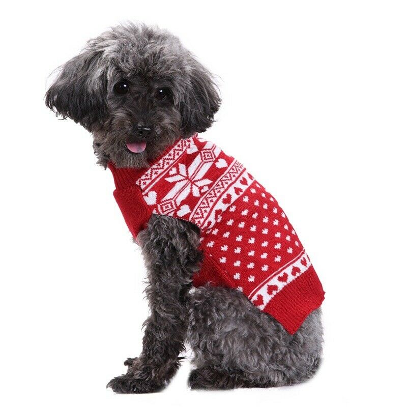Pet Red Snowflake Turtleneck Sweater for Small Dogs S