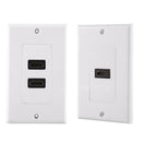 1/2 Port HDMI 2.0 Wall Face Plate Panel Cover Coupler Outlet Extender, White