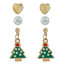 3 Pairs Christmas Tree Snowman Earrings Snowflake Dangles Jewelry (Style 2) A