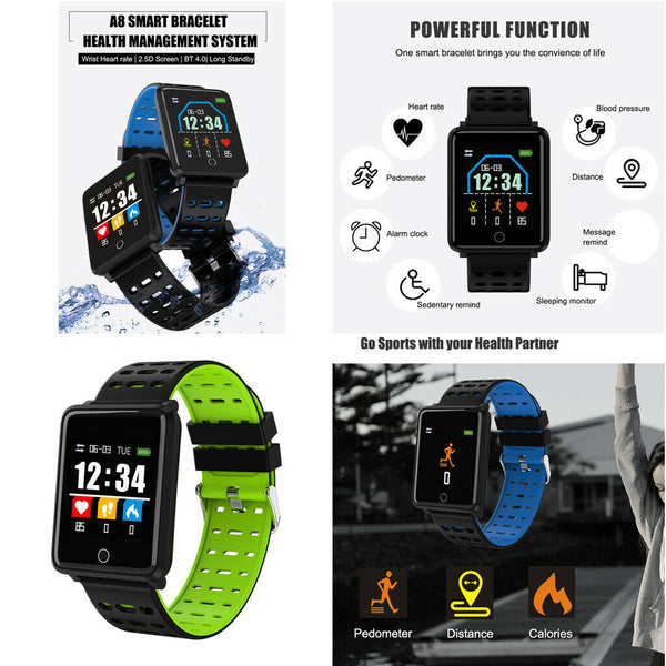 Electronic Sports Bluetooth Smart Watch Alarm Clock 180mAh Men Women Green