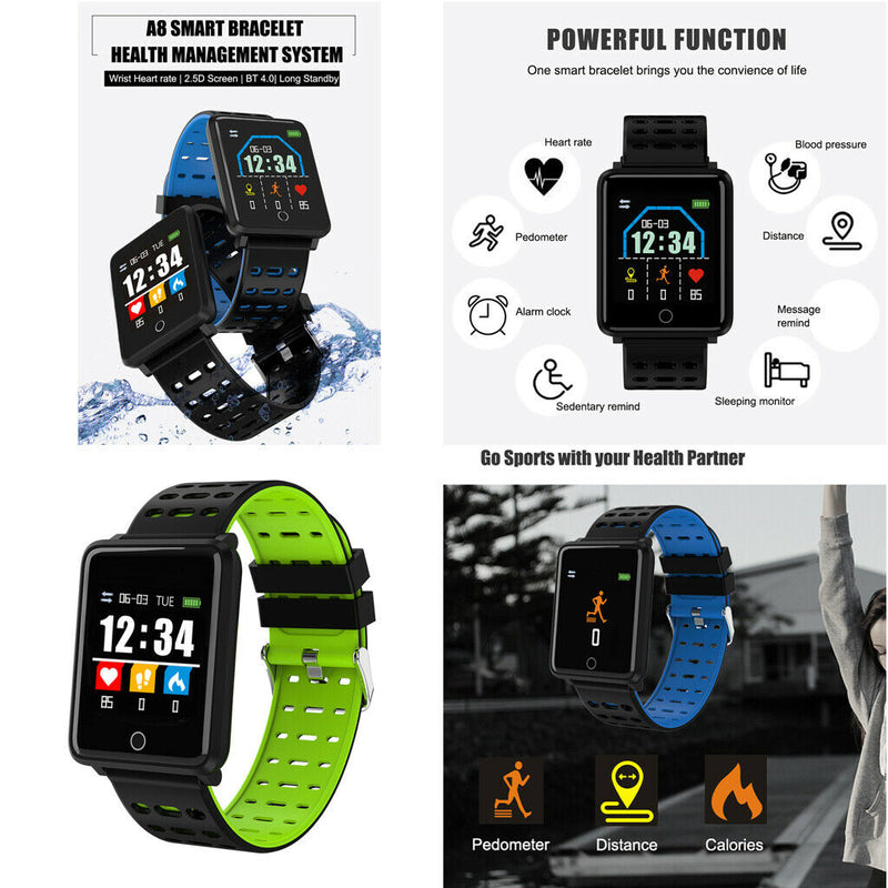 Electronic Sports Bluetooth Smart Watch Alarm Clock 180mAh Men Women Green