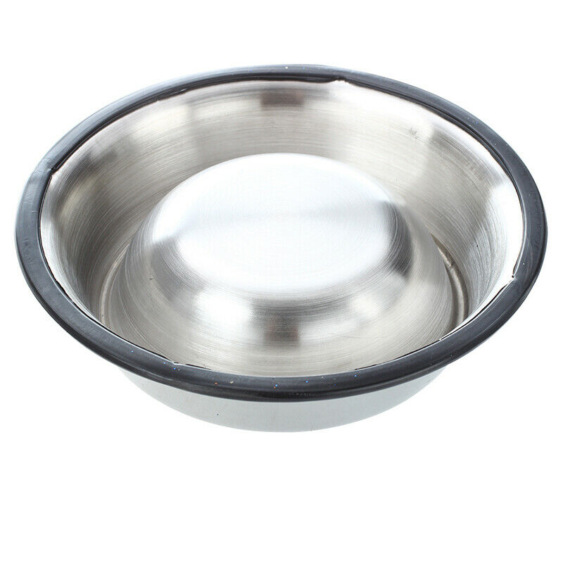 Stainless steel food bowl w / rubber ring for Pets - 1 #