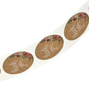 Kraft Floral Thank You Stickers - 1 inch Circle Labels / 500 Per Pack