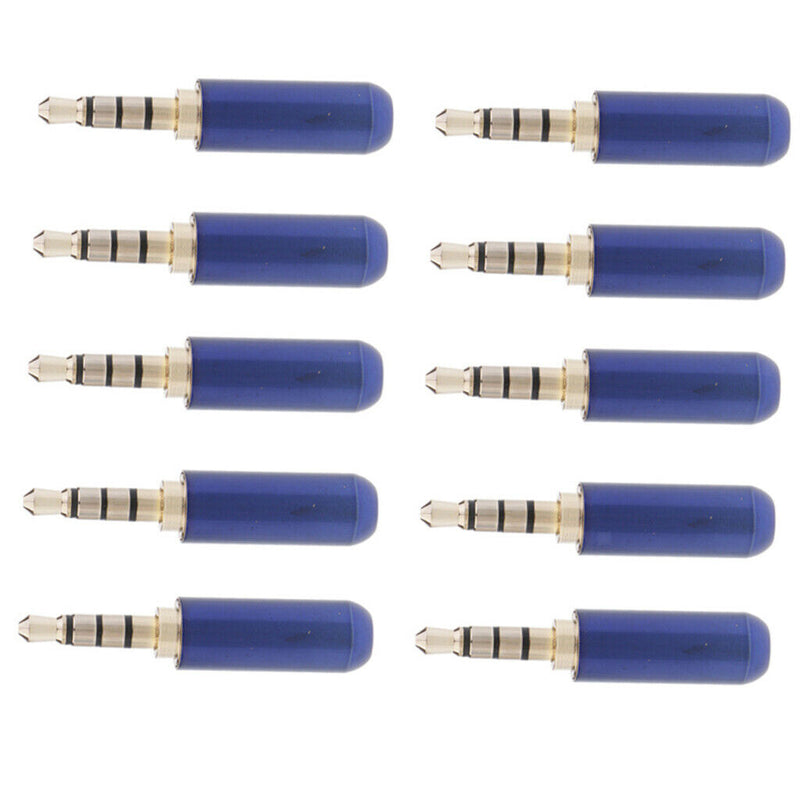 Blue 3.5mm Male Repair headphone Stereo Jack Plug Metal Audio Soldering & Spring