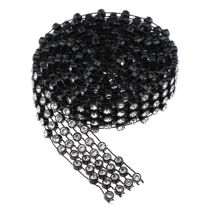 1 yd Black Rhinestone Beaded Ribbon Chain Trim Embellishment DIY Crafts 17mm