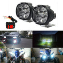 2Pcs 6LED White Motorcycle Headlight Spot Light DRL Driving Fog Lamp Waterpro_
