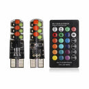 2* T10 W5W 5050 RGB Remote Control Car LED Light 6SMD Colorful Side Light Bulbs