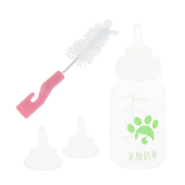 1Set Feeding Nursing Bottle + Nipple + Brush Kit for Pet Dog Puppy Cat Kitten