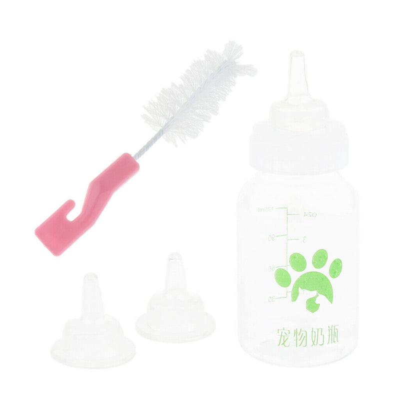 1Set Feeding Nursing Bottle + Nipple + Brush Kit for Pet Dog Puppy Cat Kitten