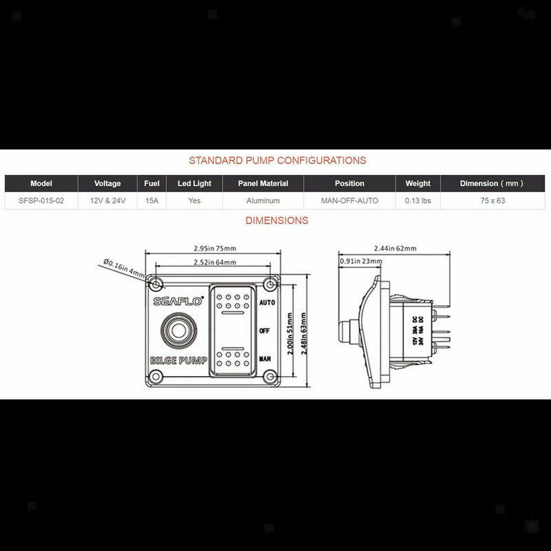 2pcs  3-Way Bilge Pump Switch Panel
