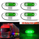 4Pc Green 3LED Side Marker Trailer Sealed Light Clearance Waterproof Lamp 12-24V