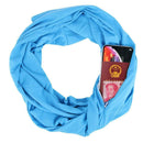 Soft Zipper Pocket Loop Scarf Women Autumn Winter Warm Blue O Ring Scarves