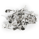 50pcs Sier Tone Snap Kids Baby Girl Hair Clips Holder DIY Craft Bow 40mm