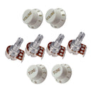 Set of 4 (4X)  A25K  B25K Short Split Shaft Audio Taper Guitar Tone