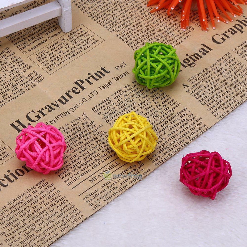 10Pcs Pet Parrot Rattan Hanging Ball Toys Bird Chewing Cage Active Decor Supply