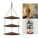 Swing Rope Floating Shelf 3 Tier Hanging Rope Shelf Wood Wall Floating Shelves