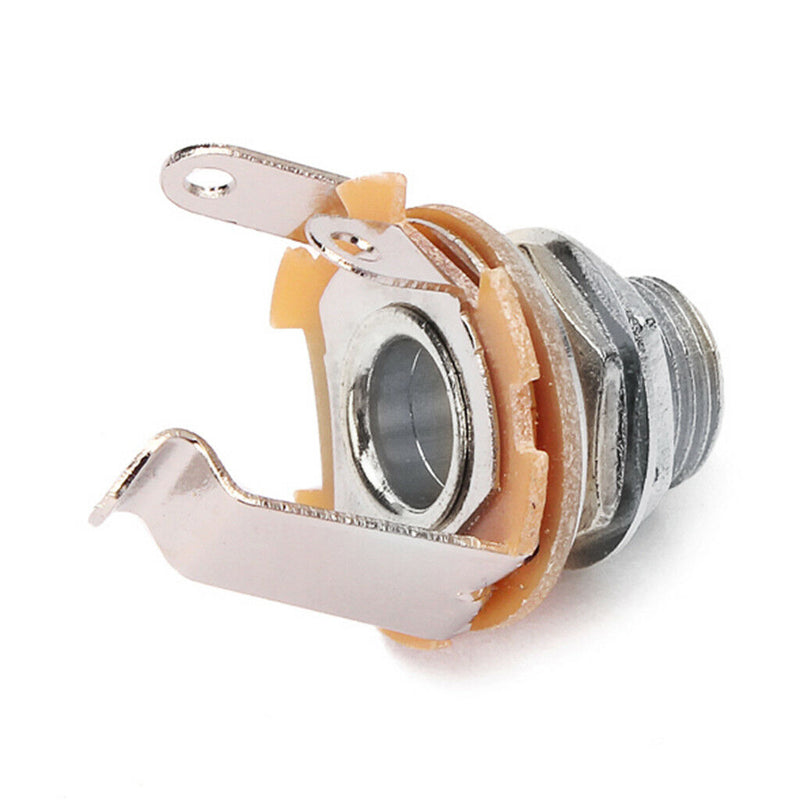 Electric Guitar Nickle Mono Input Output Jack Socket 6.35mm 1/4inches 10 Pcs