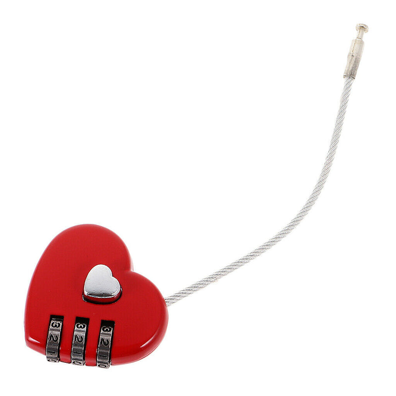 Portable Beautiful Heart Shaped Combination Padlock Combination Lock Travel Case