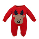 Winter Newborn Baby Thicken Fleece Cartoon Long Sleeves Romper(Red/70)